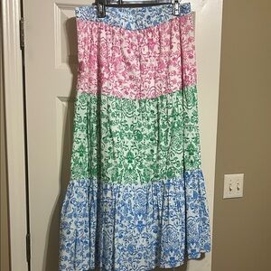 Roller Rabbit XL Floral Multicolor Maxi Skirt